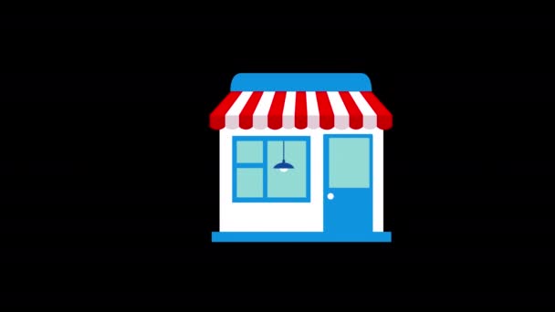 Winkel Convenience Store Icoon Concept Animatie Met Alfa Kanaal — Stockvideo