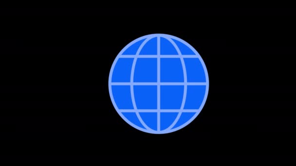 インターネットグローブのアイコンコン アルファチャンネルで透明な背景 — ストック動画