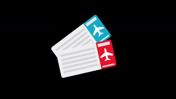 Bilety Lotnicze Ikona Koncepcja Pętli Animacja Wideo Kanałem Alfa — Wideo stockowe