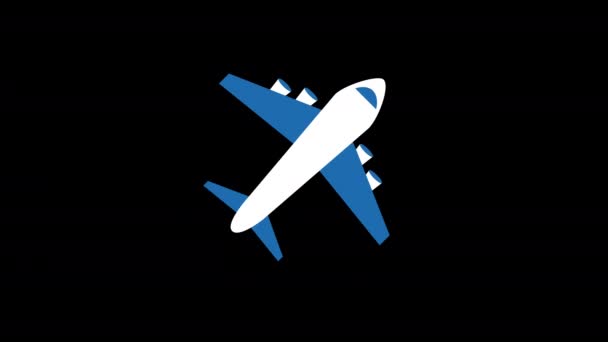 Alfa Kanalı Ile Gökyüzünde Uçan Uçak Konsepti Animasyonu — Stok video