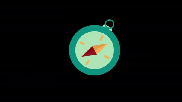 Compass Εικονίδιο Έννοια Βρόχο Βίντεο Κινουμένων Σχεδίων Κανάλι Άλφα — Αρχείο Βίντεο