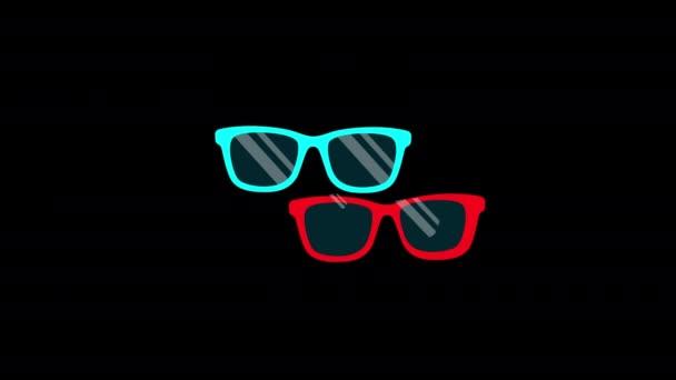 Sol Glasögon Ikon Koncept Loop Animation Video Med Alfa Kanal — Stockvideo