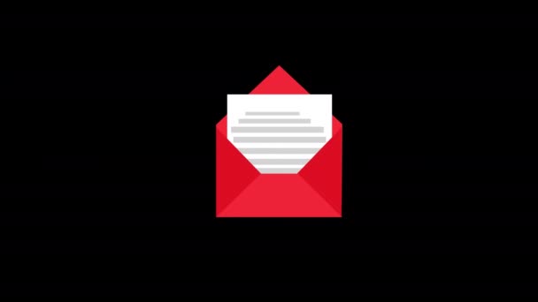 Ein Rotes Umschlag Mail Konzept Schleifen Animationsvideo Mit Alphakanal — Stockvideo