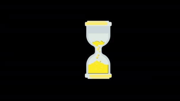 Песочные Часы Монетами Выпадающими Иконка Концепт Петля Анимации Видео Альфа — стоковое видео