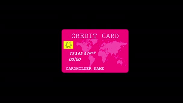 Cartão Crédito Bancário Com Ícone Mapa Mundo Animação Conceito Com — Vídeo de Stock