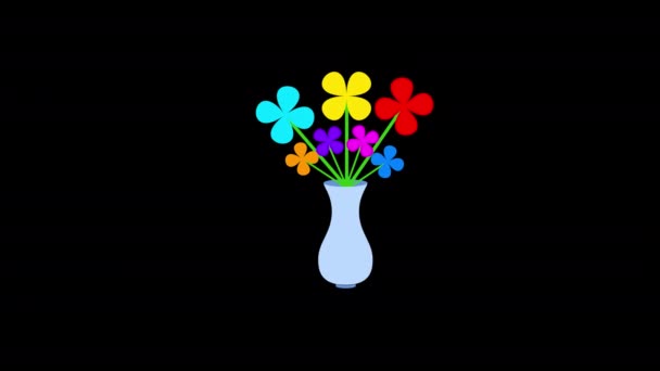 Растение Горшке Цветочным Листьями Иконка Концепт Петля Анимации Видео Альфа — стоковое видео