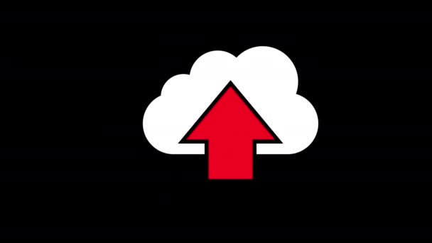 箭头指向云的形状 云存储图标概念动画与Alpha通道 — 图库视频影像