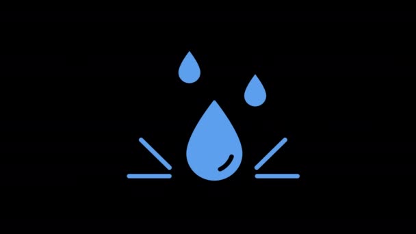 Uma Água Azul Cai Sinal Ícone Conceito Animação Com Canal — Vídeo de Stock