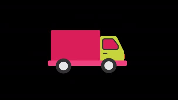 Φορτηγό Φορτηγό Αυτοκίνητο Εικονίδιο Animation Κίνηση Βρόχου Οχήματος Κανάλι Άλφα — Αρχείο Βίντεο