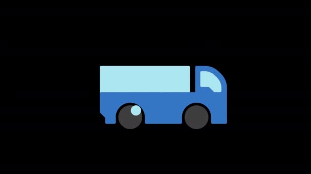 Lastkraftwagen Ikone Animation Animation Der Fahrzeugschleife Mit Alphakanal — Stockvideo