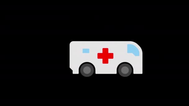 Ambulancia Coche Con Icono Sirena Vehículo Médico Emergencia Animación Bucle — Vídeo de stock