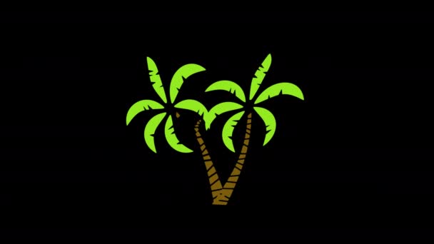 Пальми Тропічні Іконки Відпочинку Концепція Анімації Альфа Каналом — стокове відео