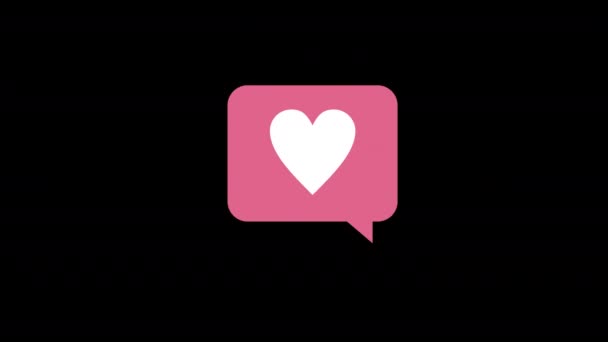 Uma Bolha Fala Rosa Com Coração Branco Animação Conceito Ícone — Vídeo de Stock