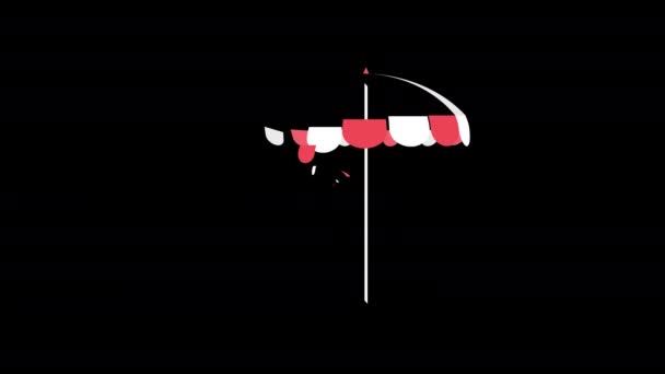 ビーチ傘コンセプト ループアニメーションビデオ アルファチャンネル — ストック動画