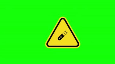 Sarı üçgen uyarı usb flash disk simge simge simgesi animasyonu alfa kanalı ile canlandırma