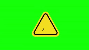 Sarı Üçgen Uyarı Uyarı Uyarı Uyarı Tehlike Elektrik Çiti Sembol Simgesi simgesi simgesi simgesi animasyonu alfa kanalı ile canlandırması