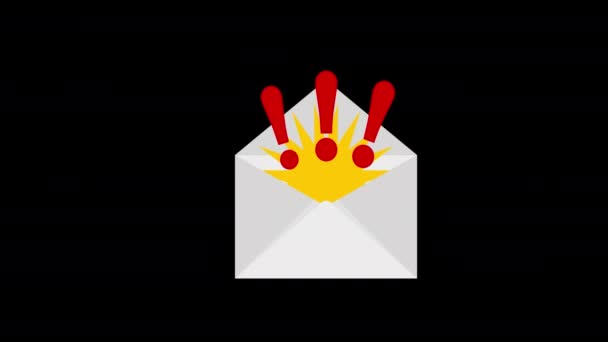 White Envelope Red Exclamation Marks Icon Concept Animation Alpha Channel — Stock Video