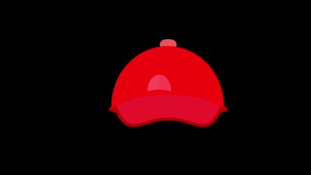 Cappello Baseball Rosso Icona Concetto Animazione Con Canale Alfa — Video Stock
