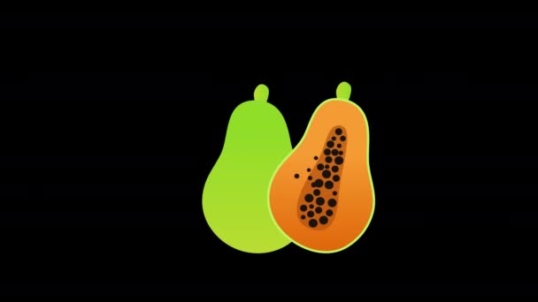 Papaia Animação Conceito Ícone Frutas Com Canal Alfa — Vídeo de Stock