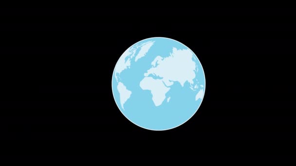 Анимация Иконки Планеты Земля Альфа Каналом — стоковое видео