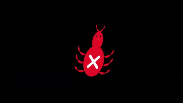 Ein Roter Bug Mit Einem Weißen Darauf Icon Konzept Schleifen — Stockvideo