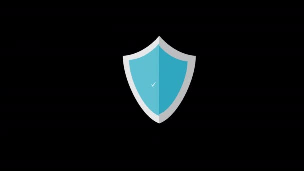 Kalkan Güvenliği Koruma Siber Güvenlik Teknolojisi Simge Konsepti Alfa Kanalı — Stok video