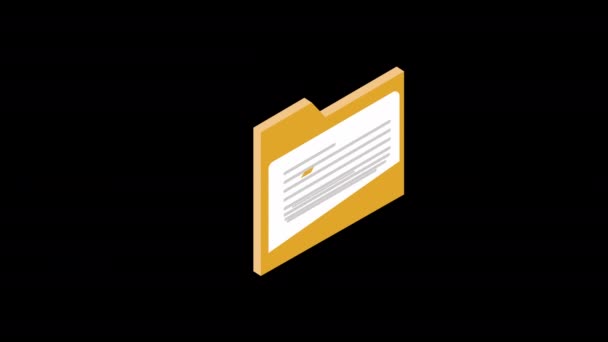 Żółty Folder Ikona Koncepcja Pętli Animacji Wideo Kanałem Alfa — Wideo stockowe