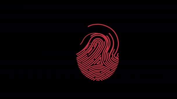 指紋の親指アイコンコンコンセプトアニメーション アルファチャンネル — ストック動画