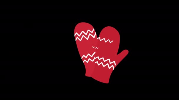 一对红色手套或手套图标概念循环动画视频与阿尔法通道 — 图库视频影像