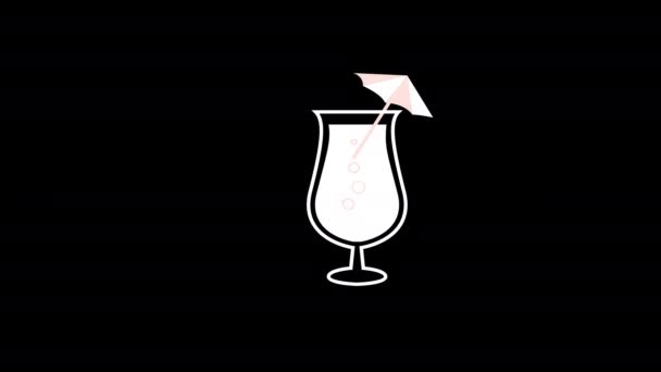 Een Cocktail Met Paraplu Rietje Icoon Concept Loop Animatie Video — Stockvideo