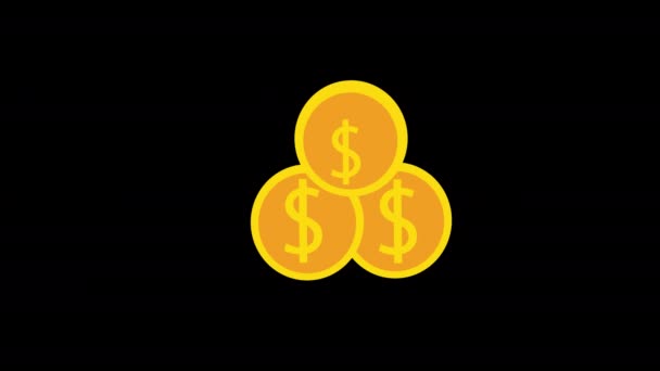Uma Moeda Ouro Com Ícone Sinal Dólar Vídeo Animação Loop — Vídeo de Stock
