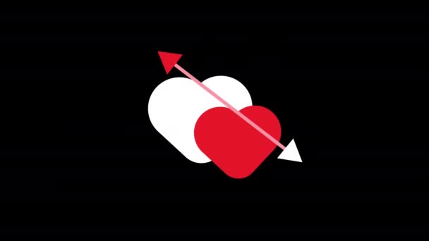 アルファチャンネル付きの矢印アイコンコンコンセプトループアニメーションビデオで心臓の形をした矢印 — ストック動画
