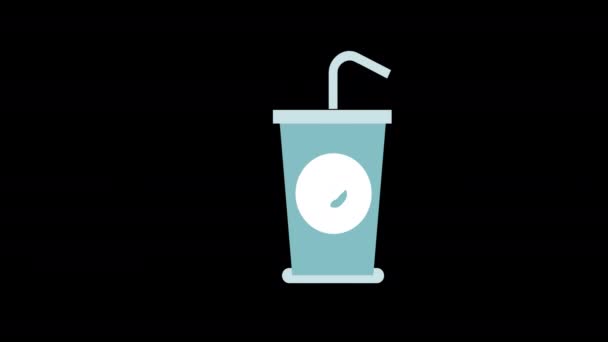 Paper Glass Drinking Straw Icon Concept Loop Animation Video Alpha — Stock Video