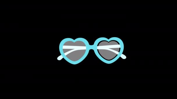 Sun Glasses Icon Concept Loop Animation Video Alpha Channel — Stock Video