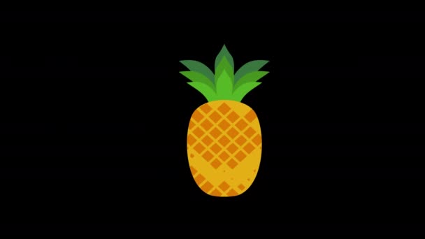 Een Ananas Met Groene Bladeren Pictogram Concept Lus Animatie Video — Stockvideo
