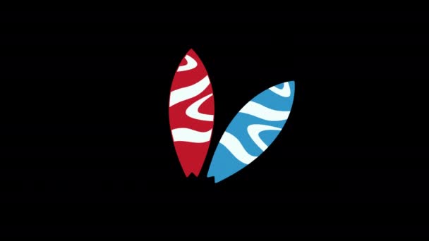 Icono Tabla Surf Concepto Animación Bucle Con Canal Alfa — Vídeo de stock