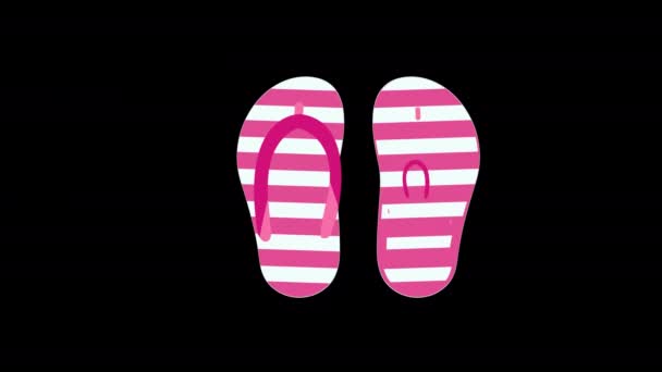 Sepasang Warna Pink Dan Putih Bergaris Konsep Ikon Sandal Loop — Stok Video