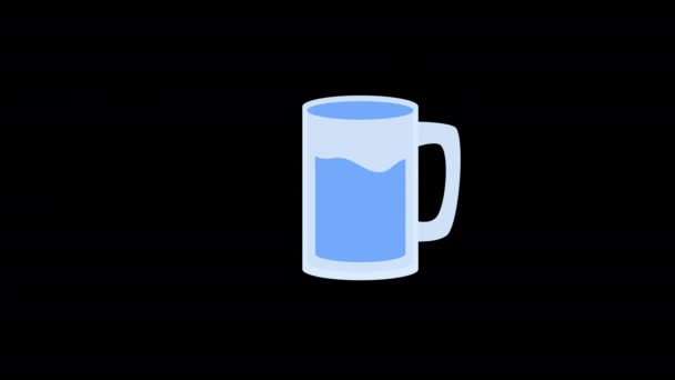 Склянка Чашки Рідкого Значка Концепції Петлі Анімації Відео Альфа Каналом — стокове відео