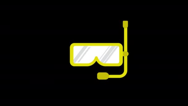 Een Gele Duikbril Met Een Paar Snorgles Zijkant Pictogram Concept — Stockvideo