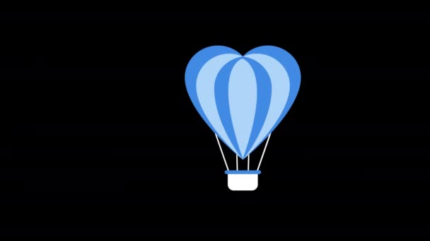 Hot Air Ballon Pictogram Animatie Concept Transparante Achtergrond Met Alfa — Stockvideo