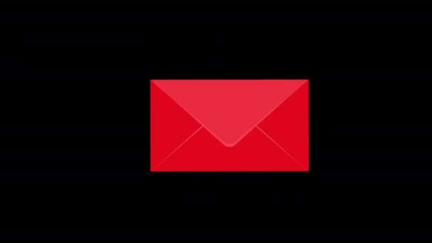 Красный Конверт Сообщение Концепции Почты Анимации Цикл Альфа Канал — стоковое видео