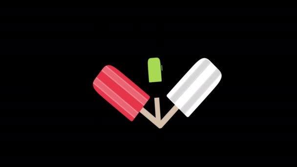 Popsicle Colorfull Helado Icono Concepto Lazo Animación Vídeo Con Canal — Vídeo de stock