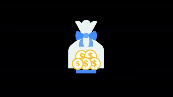 Μια Τσάντα Χρήματα Ένα Σύμβολο Δολάριο Εικονίδιο Έννοια Βρόχο Βίντεο — Αρχείο Βίντεο