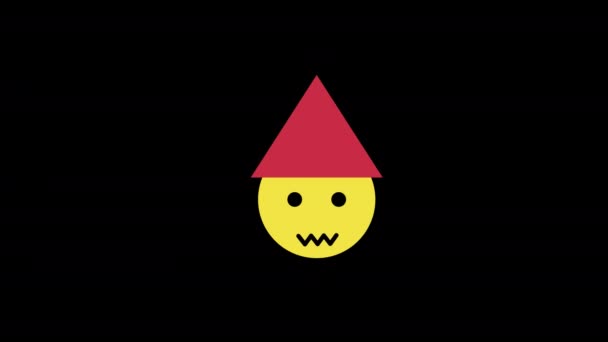 Emoji Wajah Kuning Dengan Konsep Ikon Segitiga Merah Video Animasi — Stok Video