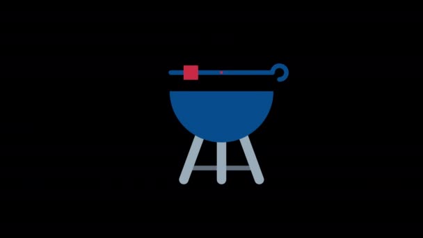 Barbecue Kebabs Pictogram Concept Lus Animatie Video Met Alfa Kanaal — Stockvideo