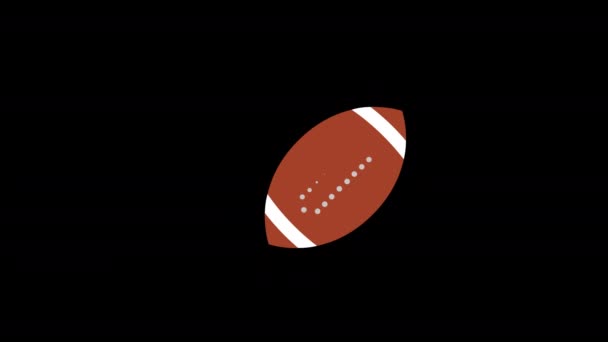 Amerikansk Fotboll Ikon Koncept Loop Animation Video Med Alfa Kanal — Stockvideo