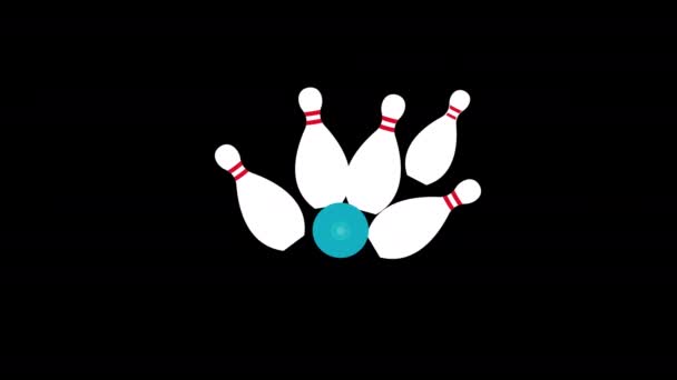 Bowling Bal Pictogram Concept Lus Animatie Video Met Alfa Kanaal — Stockvideo