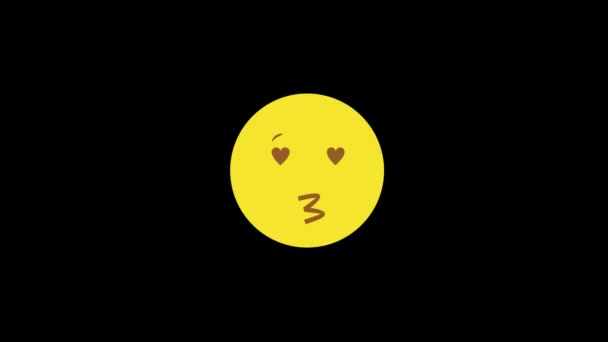 Mencium Konsep Ikon Emosi Emoji Video Animasi Loop Dengan Kanal — Stok Video