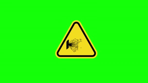 Amarillo Triángulo Explosión Liberación Símbolo Presión Signo Precaución Dispositivo Presurizado — Vídeo de stock