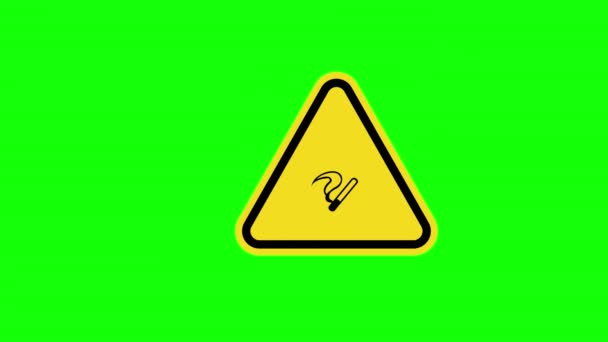 Yellow Triangle Warning Harmful Fumes Cigarette Smoking Area Symbol Sign — Stock Video